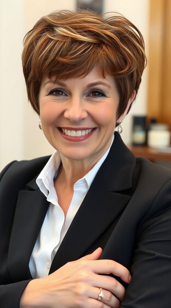 Classic Professional Chestnut Pixie, Pixie Haircut For Women Over 50