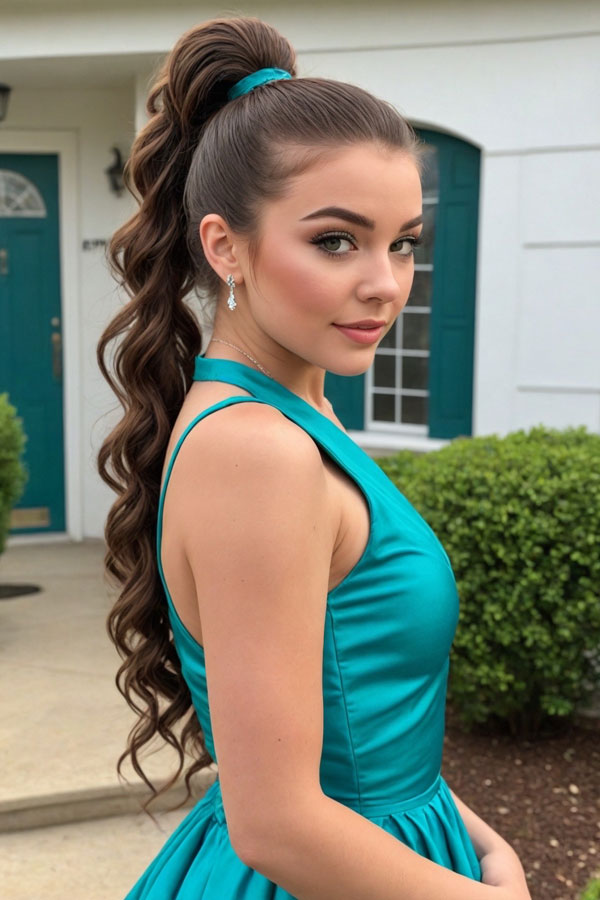 60 Stunning Prom Makeup Looks : Soft Makeup, Ponytail Prom Hairstyle