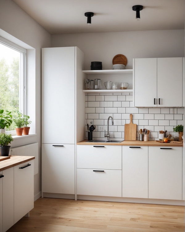 Minimalist IKEA Kitchen with Open Shelving, IKEA Kitchen Designs, IKEA-Inspired Kitchen Design