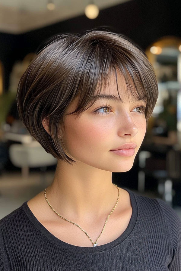 Sleek and Sophisticated Bixie, Trendsetting Bixie Haircut, pixie bob haircut, bixie haircut, bixie hairstyle, pixie bob hairstyle, trendy bixie