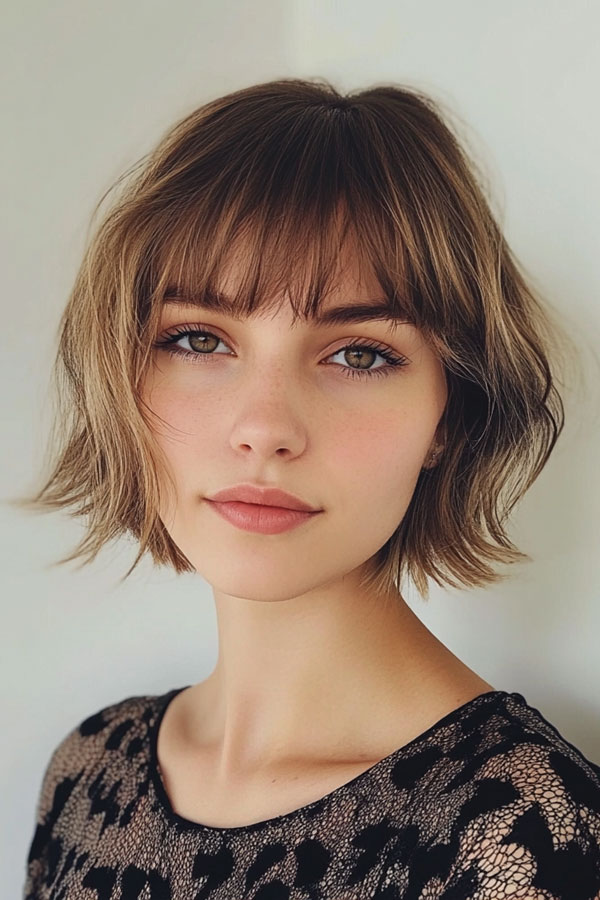 Tousled Bob with Wispy Fringe, bob haircuts with fringe, bob hairstyles with bangs