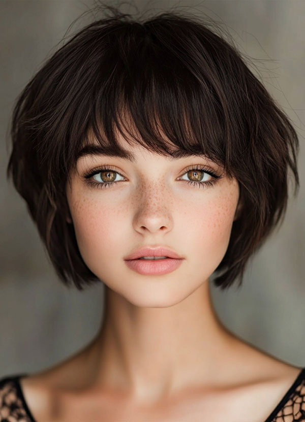 Soft Textured Bob with Delicate Fringe, bob haircuts with fringe, bob hairstyles with bangs