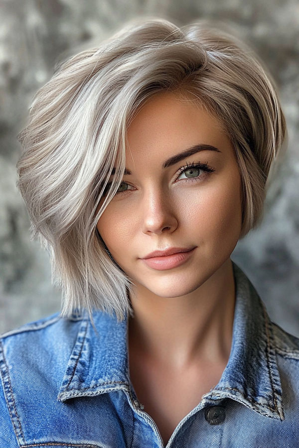 Silver Glam Bixie, Trendsetting Bixie Haircut, pixie bob haircut, bixie haircut, bixie hairstyle, pixie bob hairstyle, trendy bixie