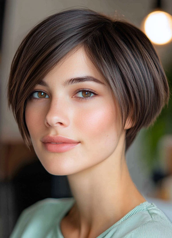 Smooth Elegance Bixie, Trendsetting Bixie Haircut, pixie bob haircut, bixie haircut, bixie hairstyle, pixie bob hairstyle, trendy bixie