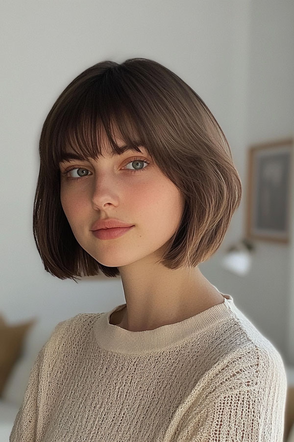 Classic Bob with Soft Layers and Wispy Fringe, bob haircuts with fringe, bob hairstyles with bangs