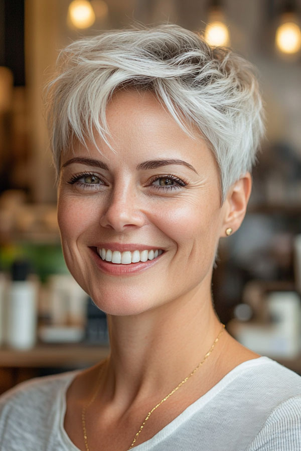 Soft Silver Pixie, Pixie Haircut For Women Over 50