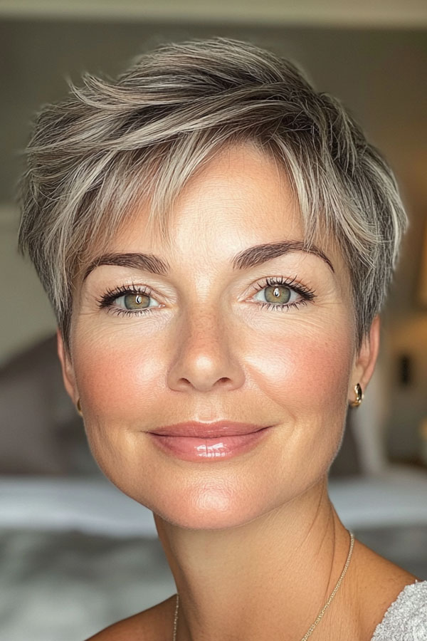 Soft Ash Blonde Pixie, Pixie Haircut For Women Over 50