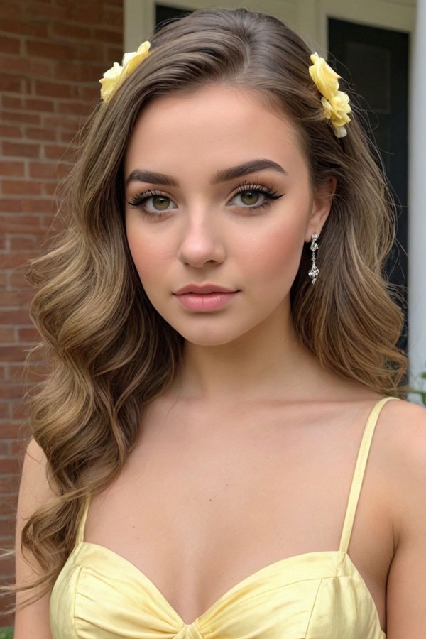 60 Stunning Prom Makeup Looks : Yellow Sunshine Prom Dress