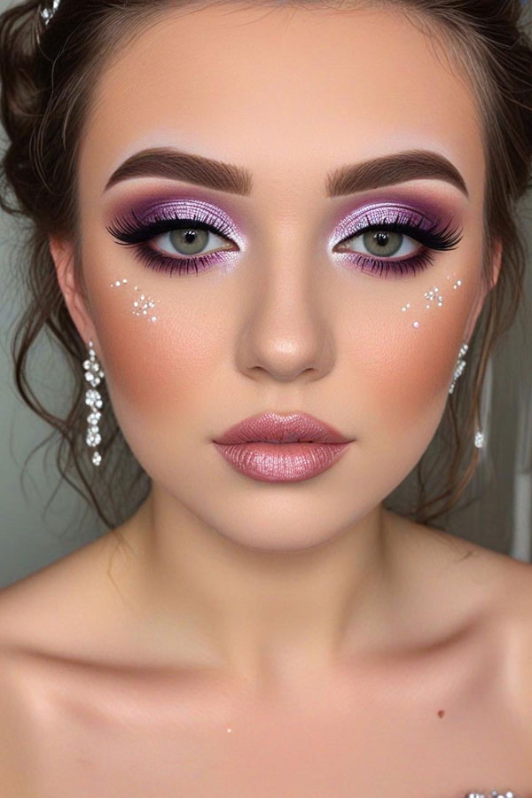 Glamorous Shimmering Metattlics, prom makeup look, prom hairstyle and makeup look