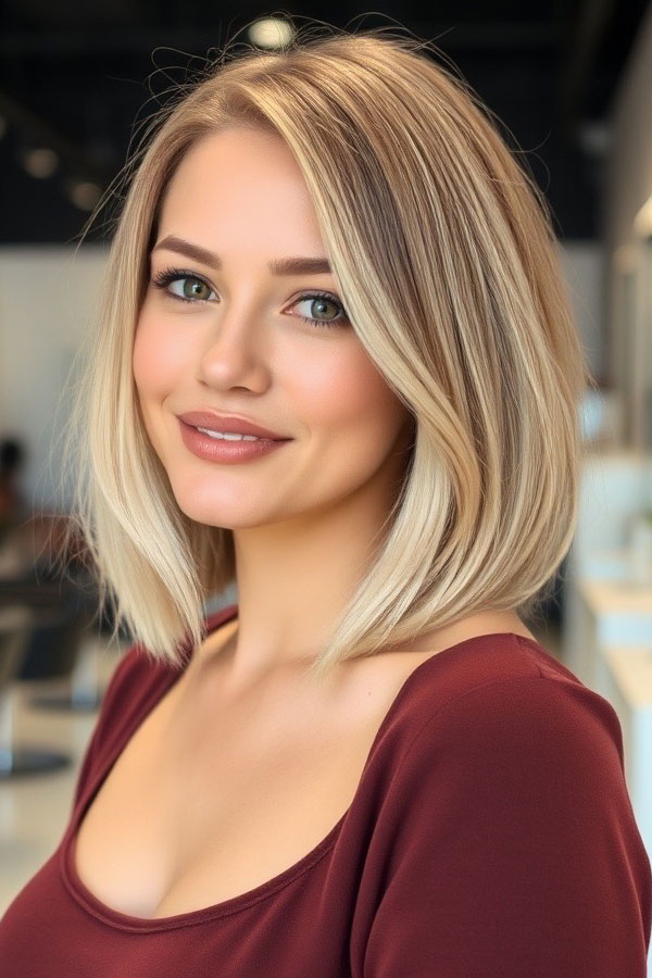 Classic Blonde Bob with Subtle Layers, shoulder length bob hairstyle