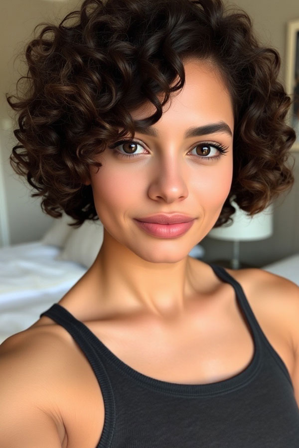 Classic Curly Bob, natural curly hairstyle, curly bob haircut