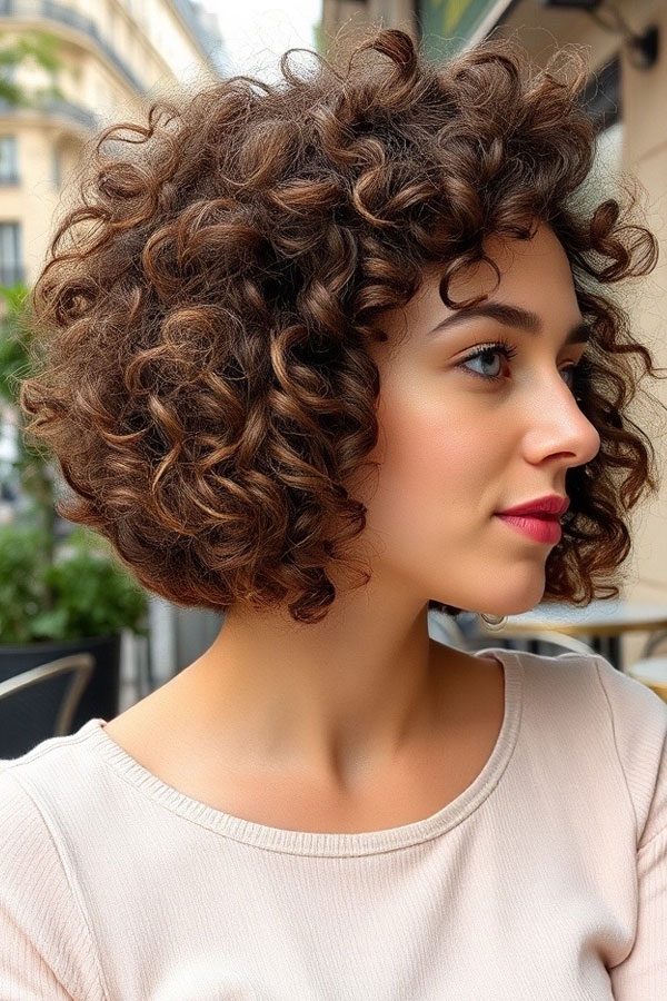 Defined Curly Crop, natural curly hairstyle, curly bob haircut