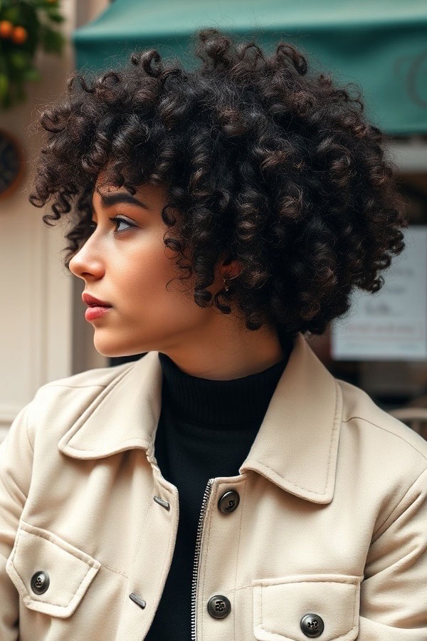 Espresso Structured Curly Taper, natural curly hairstyle, curly bob haircut