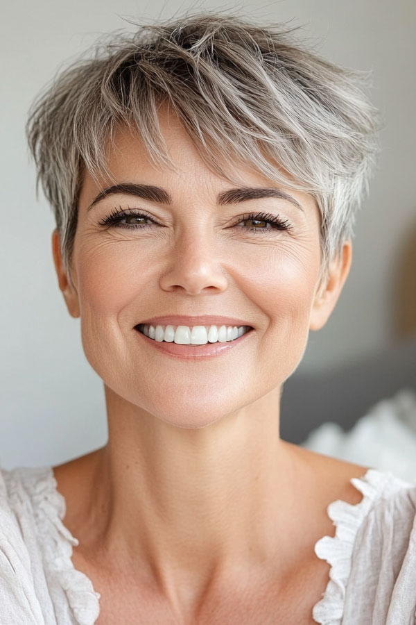 Playful Tousled Pixie, short haircut for women over 50