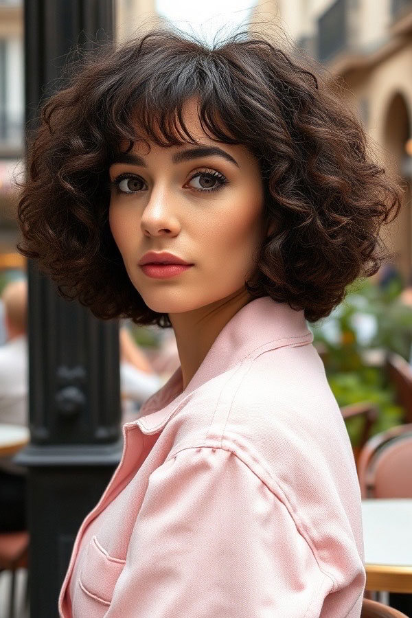 33 Charming Hairstyles for Curly Hair with Bangs