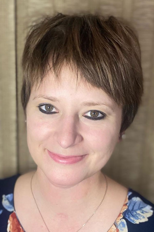 Simple Chestnut Brown Choppy Pixie, low-maintenance choppy pixie haircut for women over 50