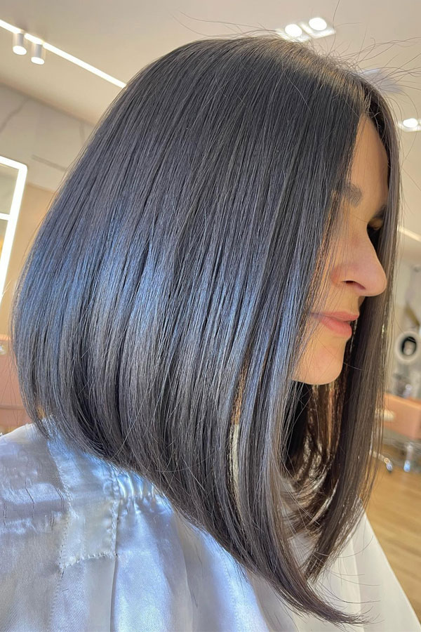 Sleek Inverted Bob with Glossy Finish