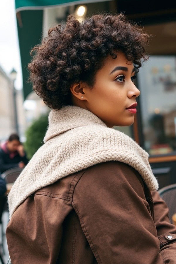 Tapered Curly Cut, natural curly hairstyle, curly bob haircut