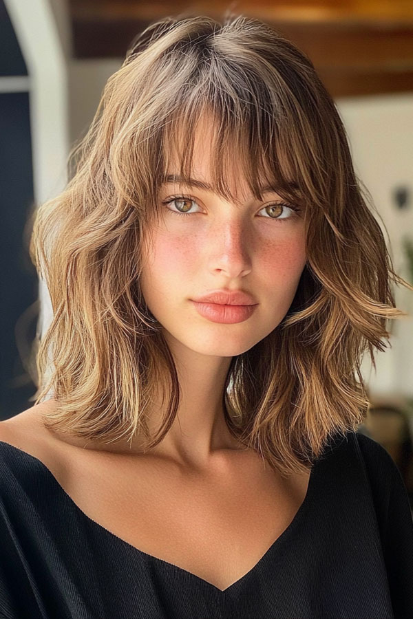 30 Cute Shoulder Length Haircuts with Bangs You Must Try