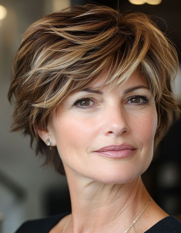 Textured Shaggy Bob, short haircut for women over 50