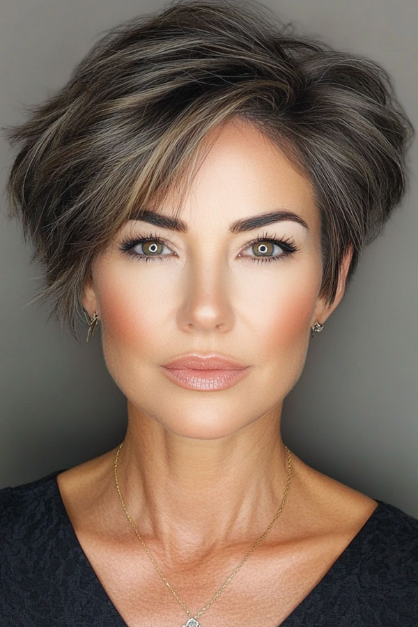 Voluminous Tousled Bob, short haircut for women over 50