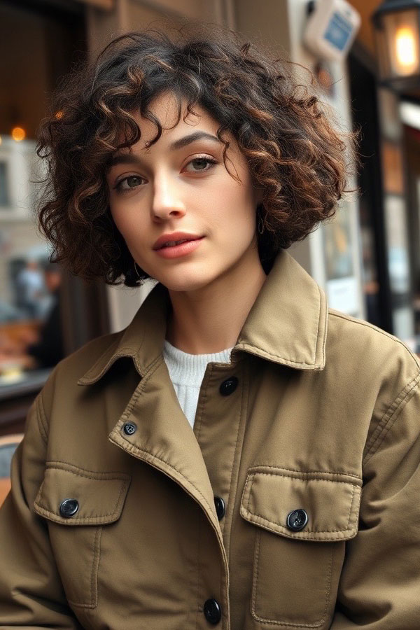 Effortless Tousled Curly Bob, natural curly hairstyle, curly bob haircut