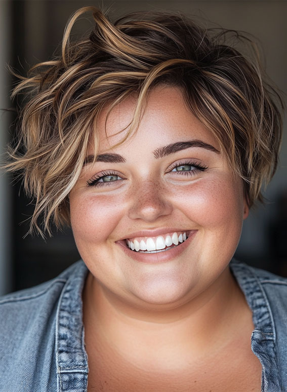 33 Flattering Short Haircuts for Chubby Women : Messy Textured Pixie for a Carefree Look