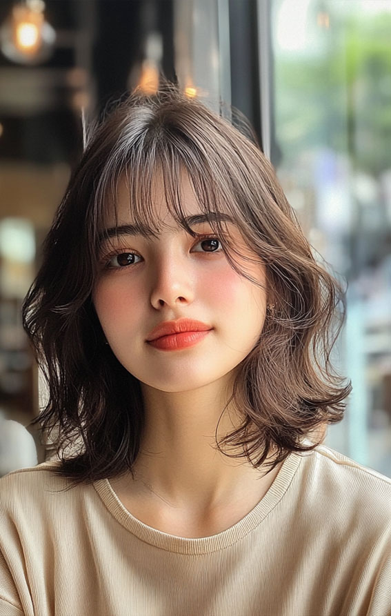 50 Low-Maintenance Short Haircuts Without the Fuss : Soft Wavy Bob with Wispy Bangs