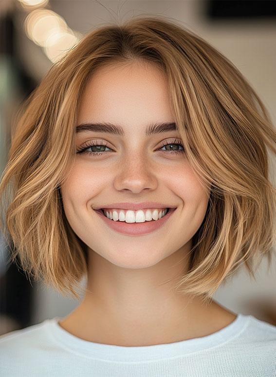 50 Low-Maintenance Short Haircuts Without the Fuss : Beachy Wavy Bob for a Sun-Kissed Glow