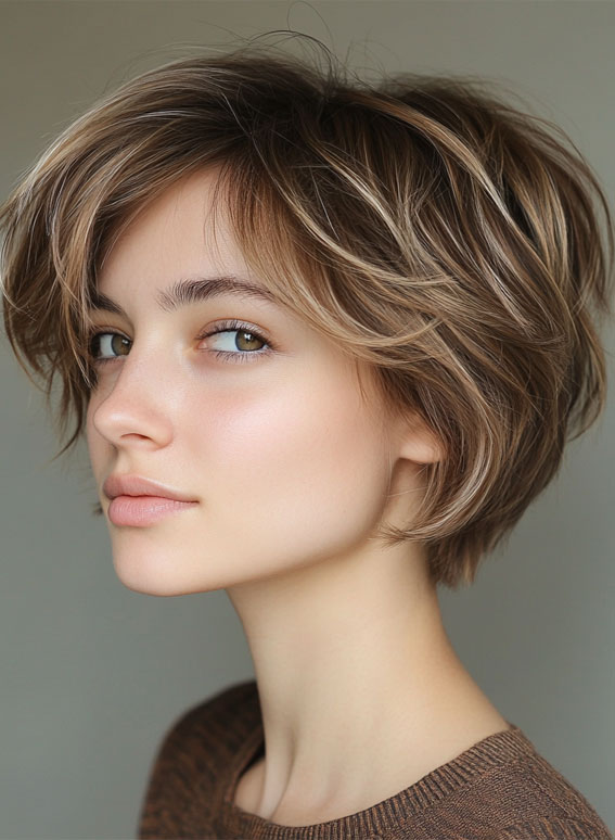 50 Low-Maintenance Short Haircuts Without the Fuss : Textured Layers with a Subtle Balayage