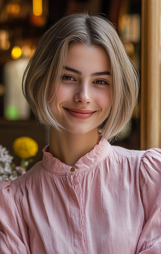 Classic Blunt Bob, Low-Maintenance Short Haircut, short haircut, short hairstyle, Low maintenance short haircut for fine hair, Low maintenance short haircuts for women