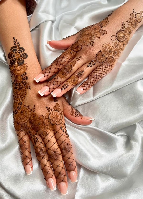 Floral Mesh Fusion Henna, Florals Henna, wedding henna, bridal henna, wedding mehndi designs, bridal mehndi design