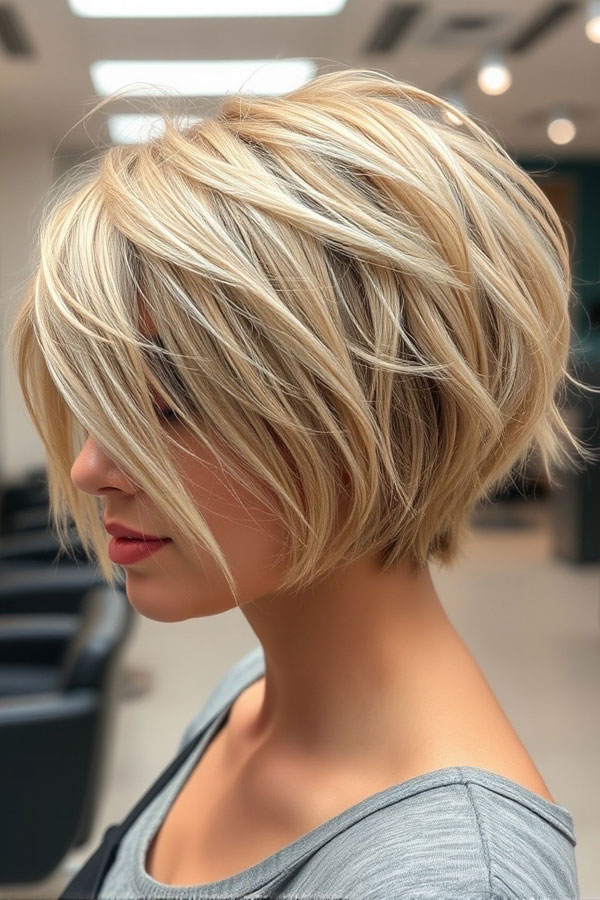 50 Low-Maintenance Short Haircuts Without the Fuss : Layered Textured Bob