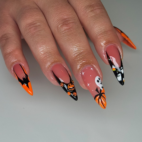 35 Spooky Halloween Nail Art Ideas : Spooky Black & Orange Halloween Nails