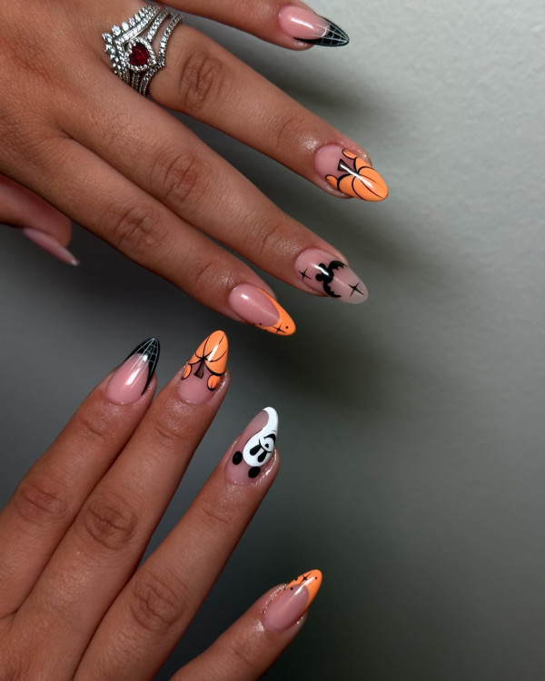 35 Spooky Halloween Nail Art Ideas : Pumpkin & Spiderweb Halloween Nails