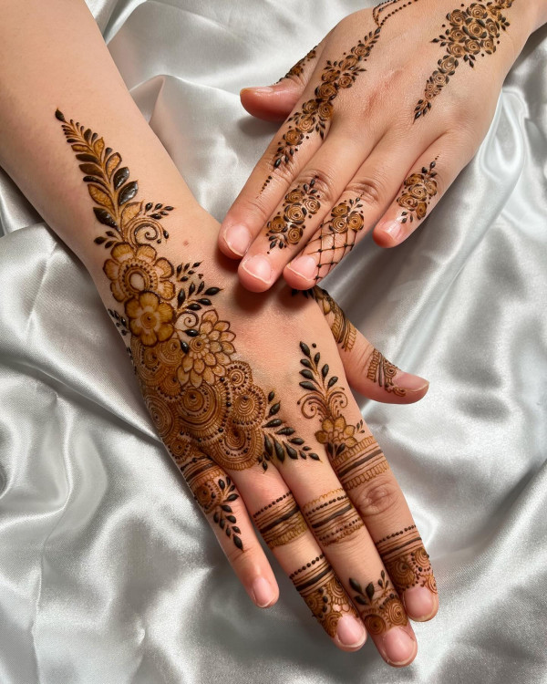 Floral Cascade and Leafy Vines Henna, floral wedding henna, simple floral bridal henna, henna patterns for the modern bride , floral wedding henna designs, Floral Cascade Henna, Wedding henna designs, Simple wedding henna designs, floral Bridal Henna Designs