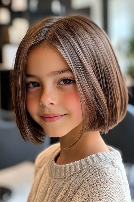 30 Cute Haircuts for 10-Year-Old Girls : Soft Rounded Bob with a Middle ...