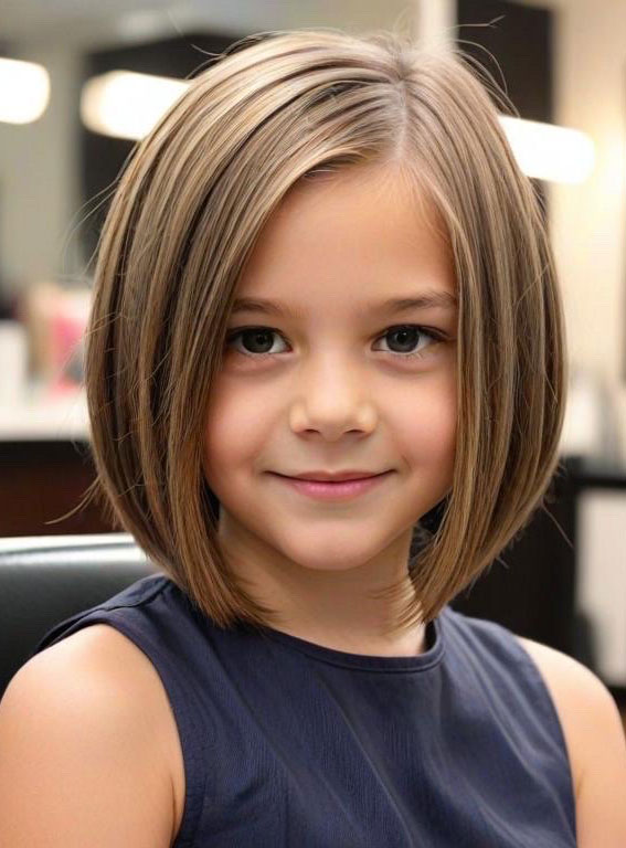 28 Angled Bob Haircuts For Girls : Sleek Brown Chestnut Angled Long Bob