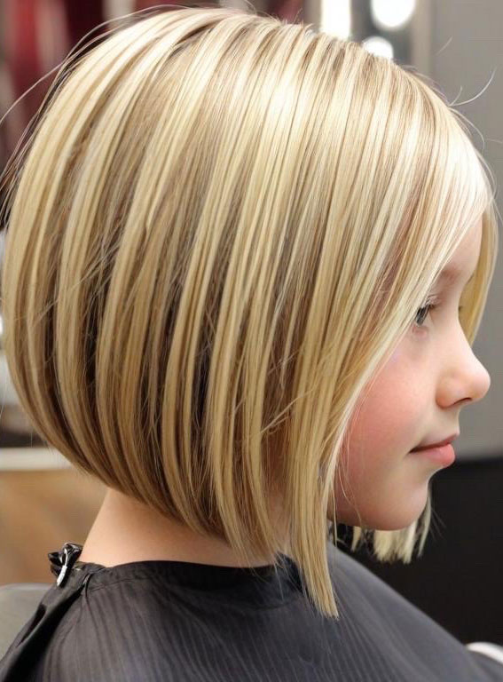 Platinum Blonde Angled Bob, Angled Bob Haircuts For Girls, bob haircut for girls, long bob cut for girl child, 10 year old bob haircuts girl, best haircut for girls, medium angled bob haircut for girl, long angled bob haircut for girl