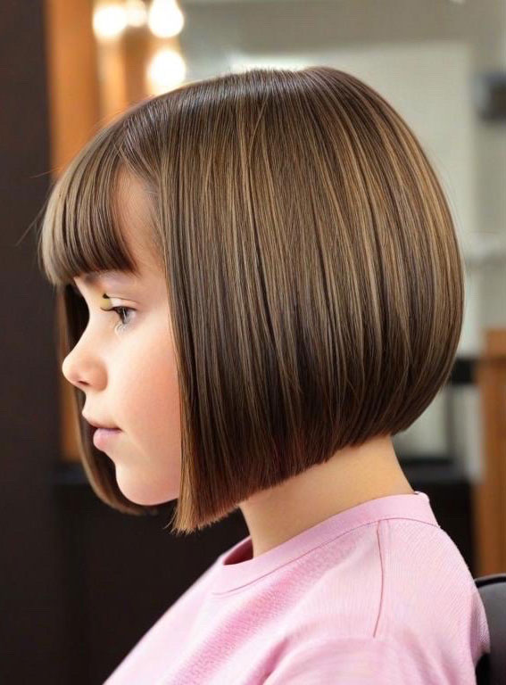 Sleek Chocolate Angled Bob, Angled Bob Haircuts For Girls, bob haircut for girls, long bob cut for girl child, 10 year old bob haircuts girl, best haircut for girls, medium angled bob haircut for girl, long angled bob haircut for girl