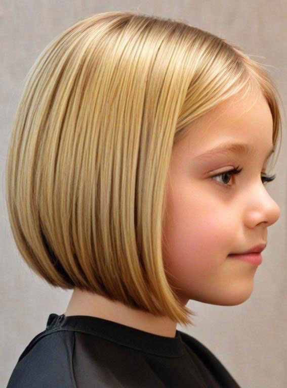 30 Cute Haircuts for 10-Year-Old Girls : Polished Sleek Blonde Bob