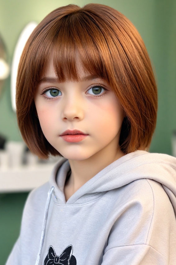 Soft Chestnut Bob with Curtain Fringe, Bob haircut for girls, Bob haircuts for girls, Short bob haircut for girls, Girl bob haircut with layers, Medium Bob Cut for Girl child, Long bob Haircut For Girls, Girl bob haircut with bangs, Shoulder length Bob Haircut For Girls, Long bob cut for girl child, Hair cut for girls kids