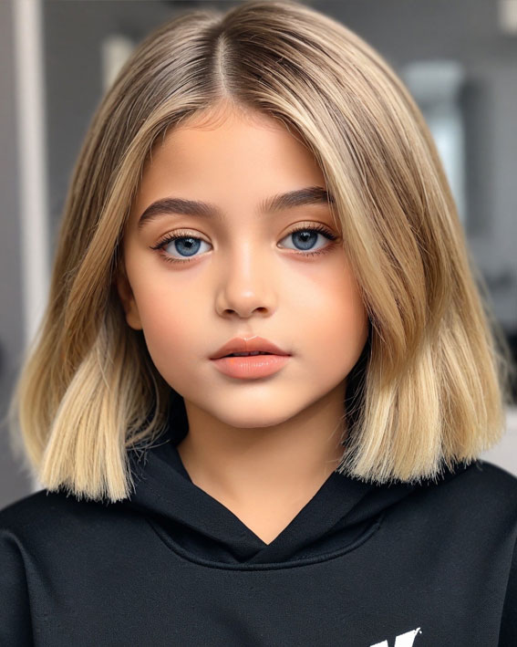 44 Bob Haircuts Perfect for Girls of All Ages : Platinum Blonde Long Bob with Centre Parting