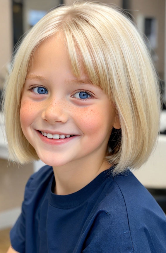 44 Bob Haircuts Perfect for Girls of All Ages : Blonde Bob with Feathered Layers