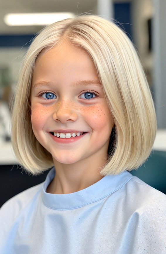 44 Bob Haircuts Perfect for Girls of All Ages : Classic Blonde Long Bob with Sleek Finish