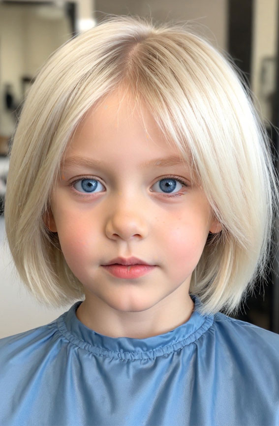 Silky Platinum Bob with Soft Layers, Bob haircut for girls, Bob haircuts for girls, Short bob haircut for girls, Girl bob haircut with layers, Medium Bob Cut for Girl child, Long bob Haircut For Girls, Girl bob haircut with bangs, Shoulder length Bob Haircut For Girls, Long bob cut for girl child, Hair cut for girls kids