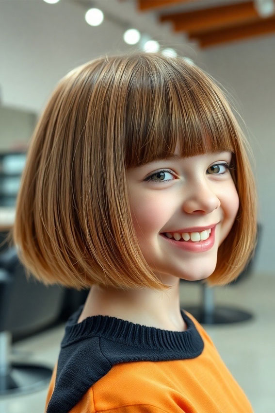 44 Bob Haircuts Perfect for Girls of All Ages : Chin-Length Bob with Glossy Finish