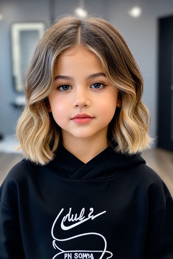 44 Bob Haircuts Perfect for Girls of All Ages : Textured Bob with Blonde Ombre Highlights