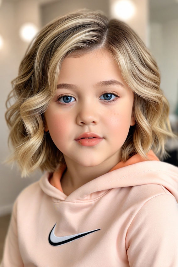 44 Bob Haircuts Perfect for Girls of All Ages : Wavy Blonde Long Bob with Side Part