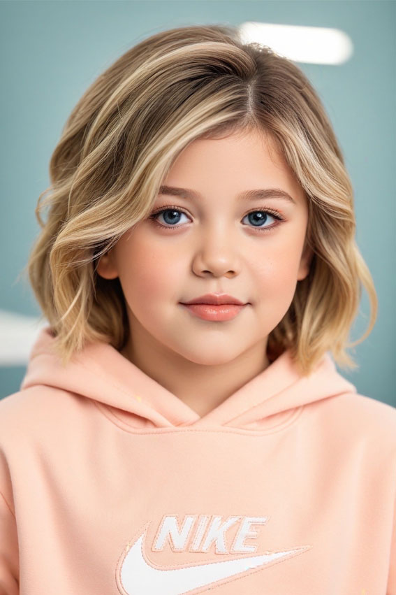 44 Bob Haircuts Perfect for Girls of All Ages : Soft Wavy Bob with Blonde Highlights